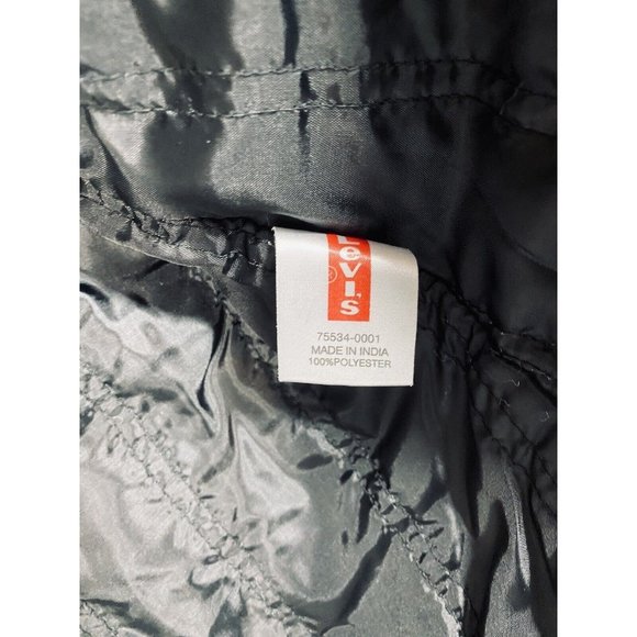 Levis Mens Puffy Long Car Coat Black Full Zip Mens Size XL Jacket Warm Pockets - Picture 7 of 12